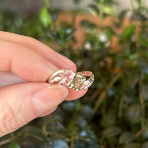 Sterling Silver Ring with Genuine Pink and Green Tourmalines